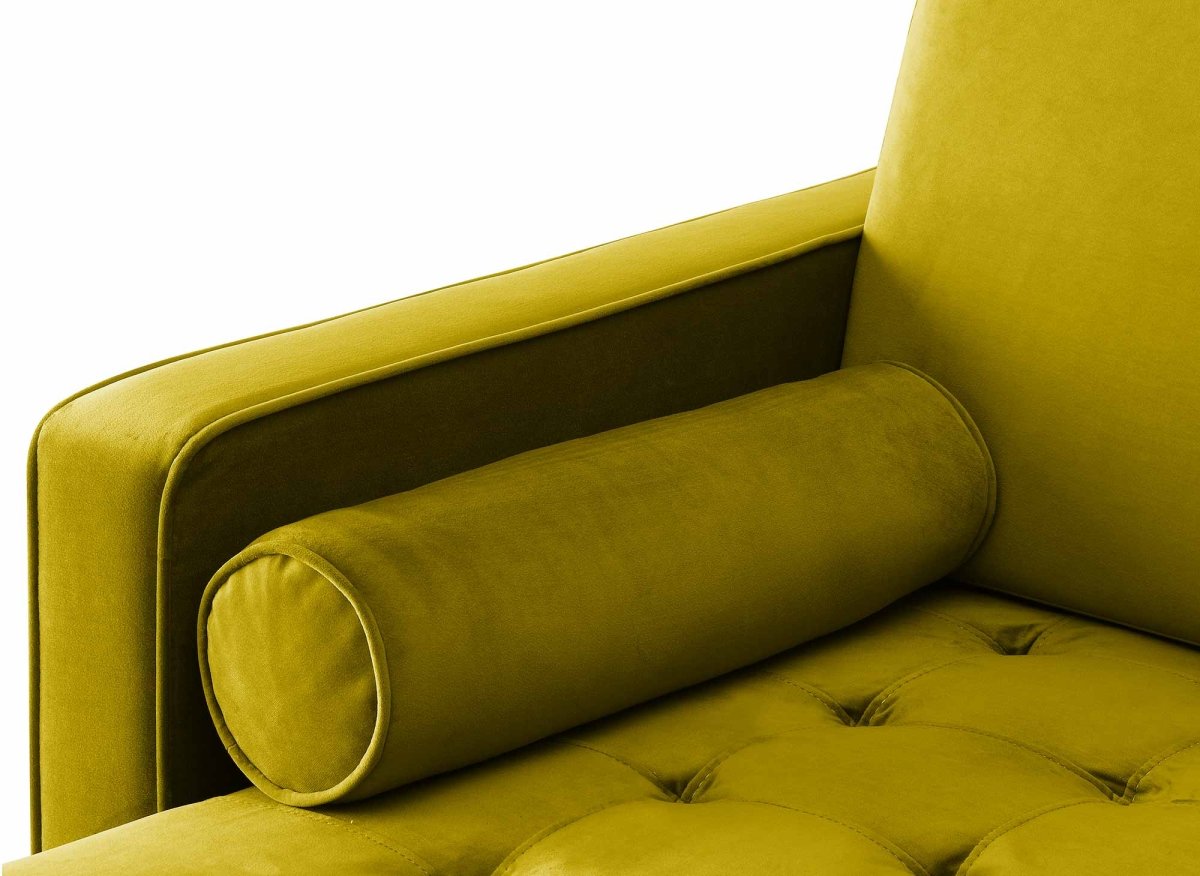 Canapé d'angle fixe en velours vert doré SALAMBO - Angle Gauche - DécoInParis