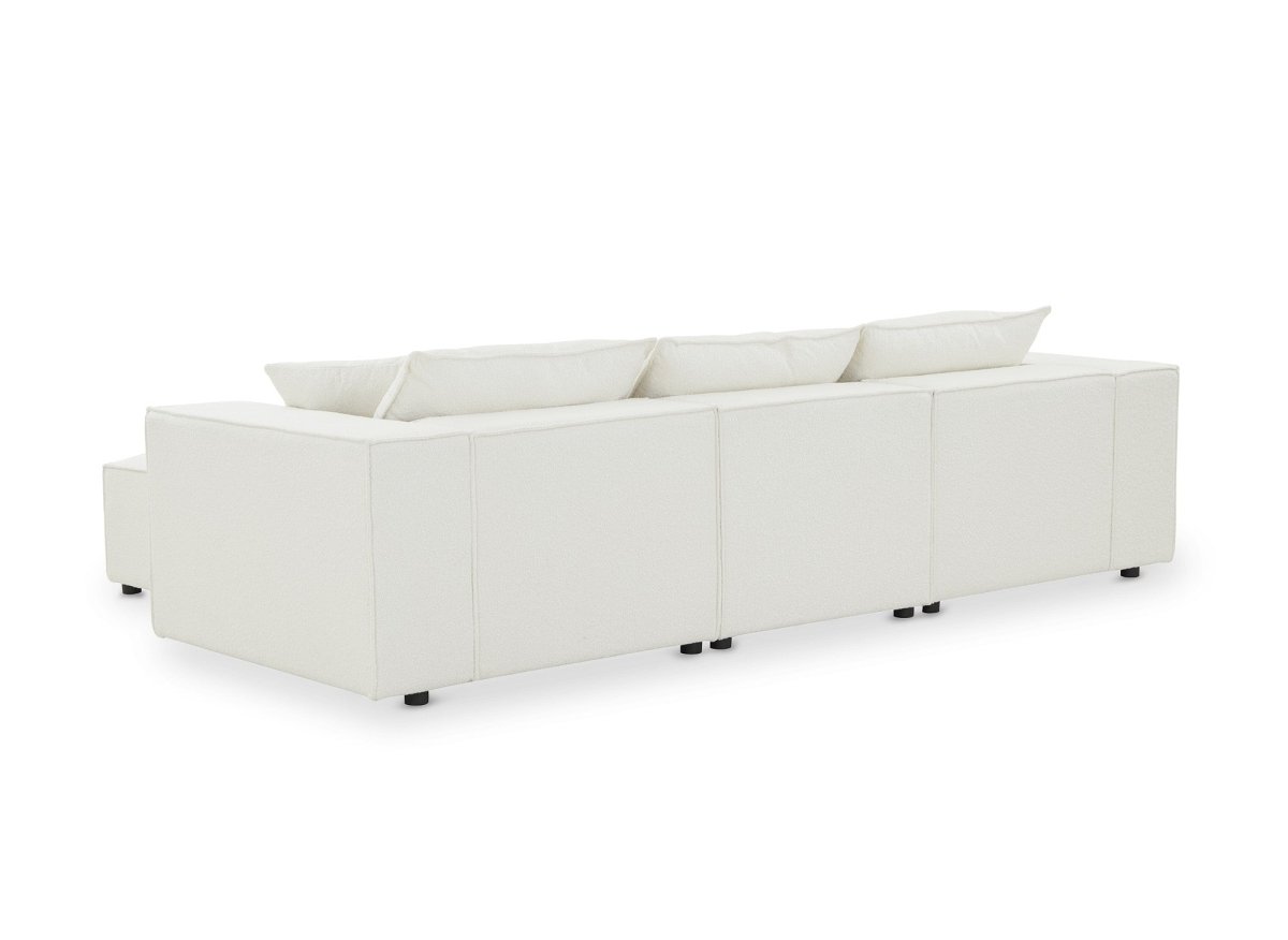Canapé d'angle modulable en tissu effet peau de mouton blanc écru HARLEM - DécoInParis
