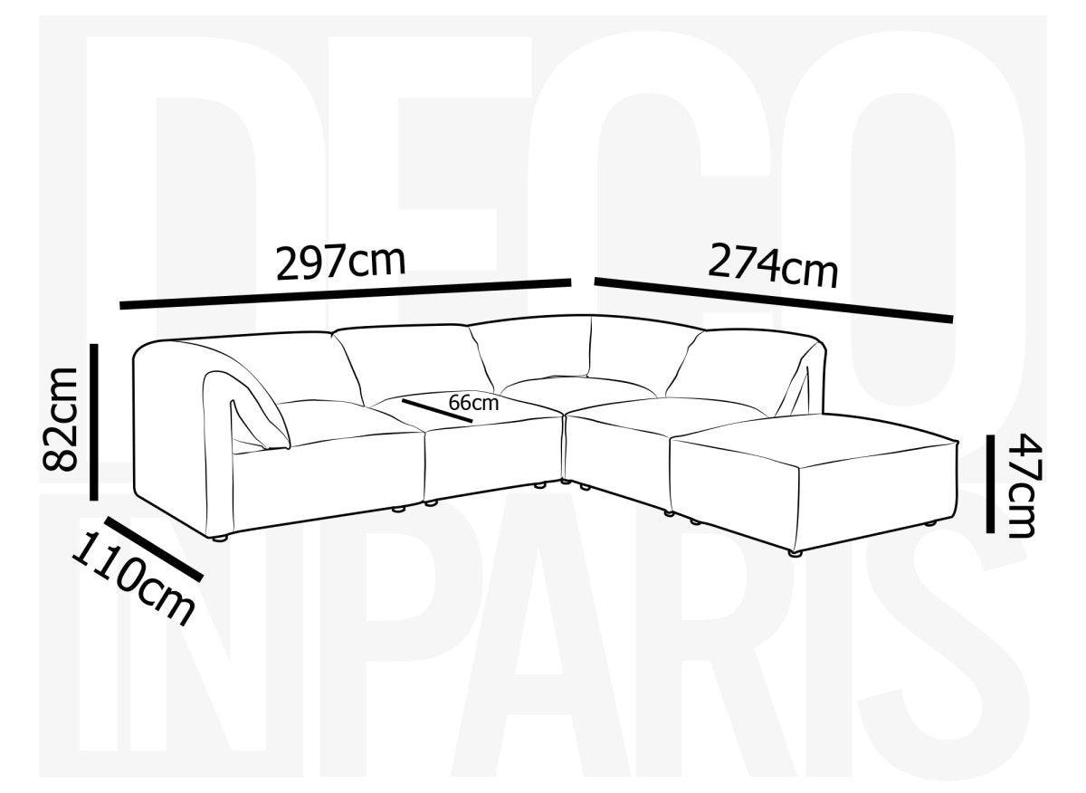 Canapé d'angle modulable en velours beige HARINA - DécoInParis