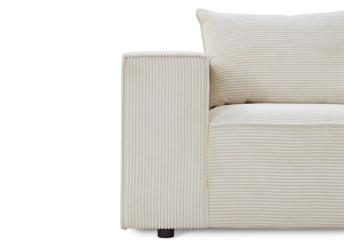 Canapé d'angle modulable en velours côtelé épais beige HARLEM - DécoInParis