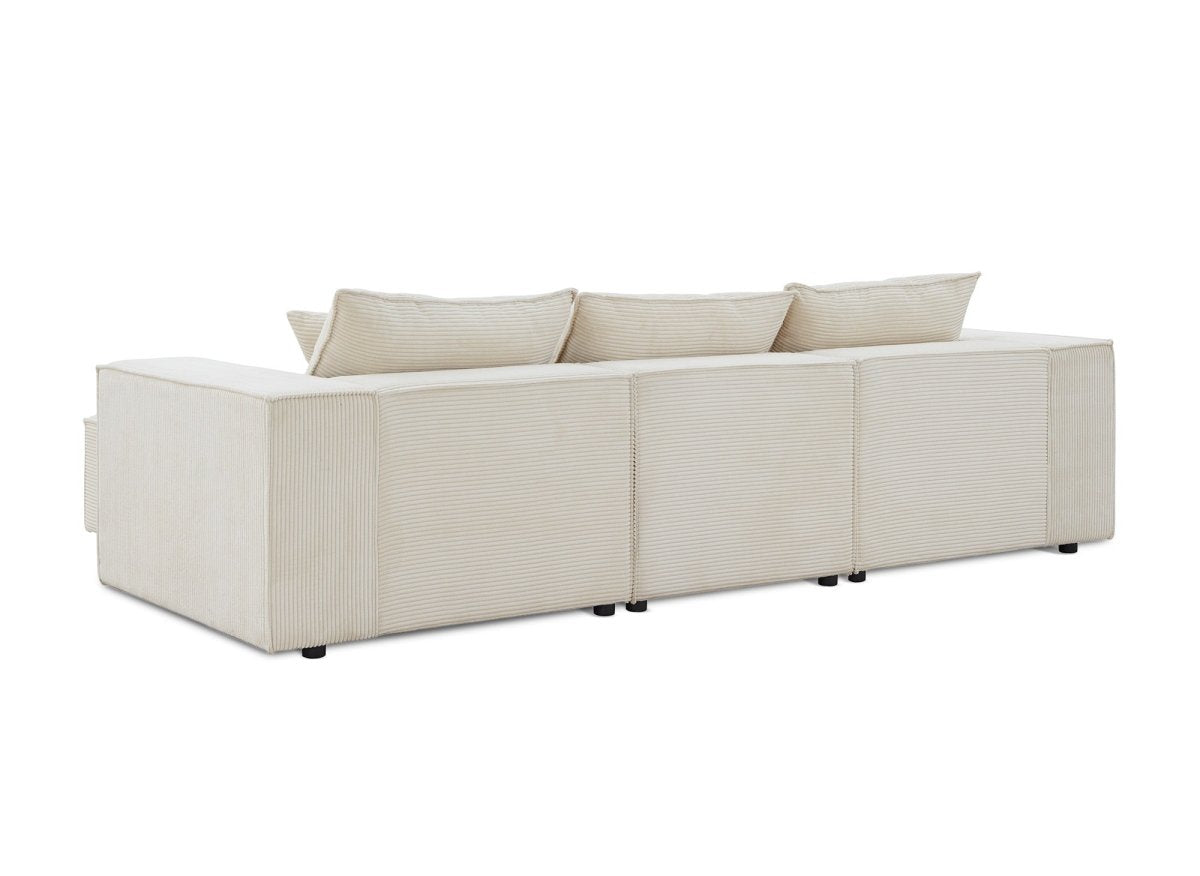Canapé d'angle modulable en velours côtelé épais beige HARLEM - DécoInParis