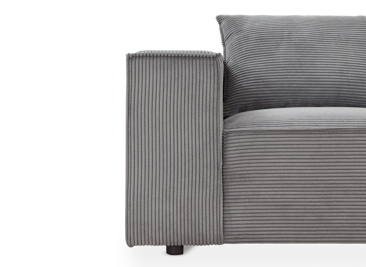 Canapé d'angle modulable en velours côtelé épais gris HARLEM - DécoInParis