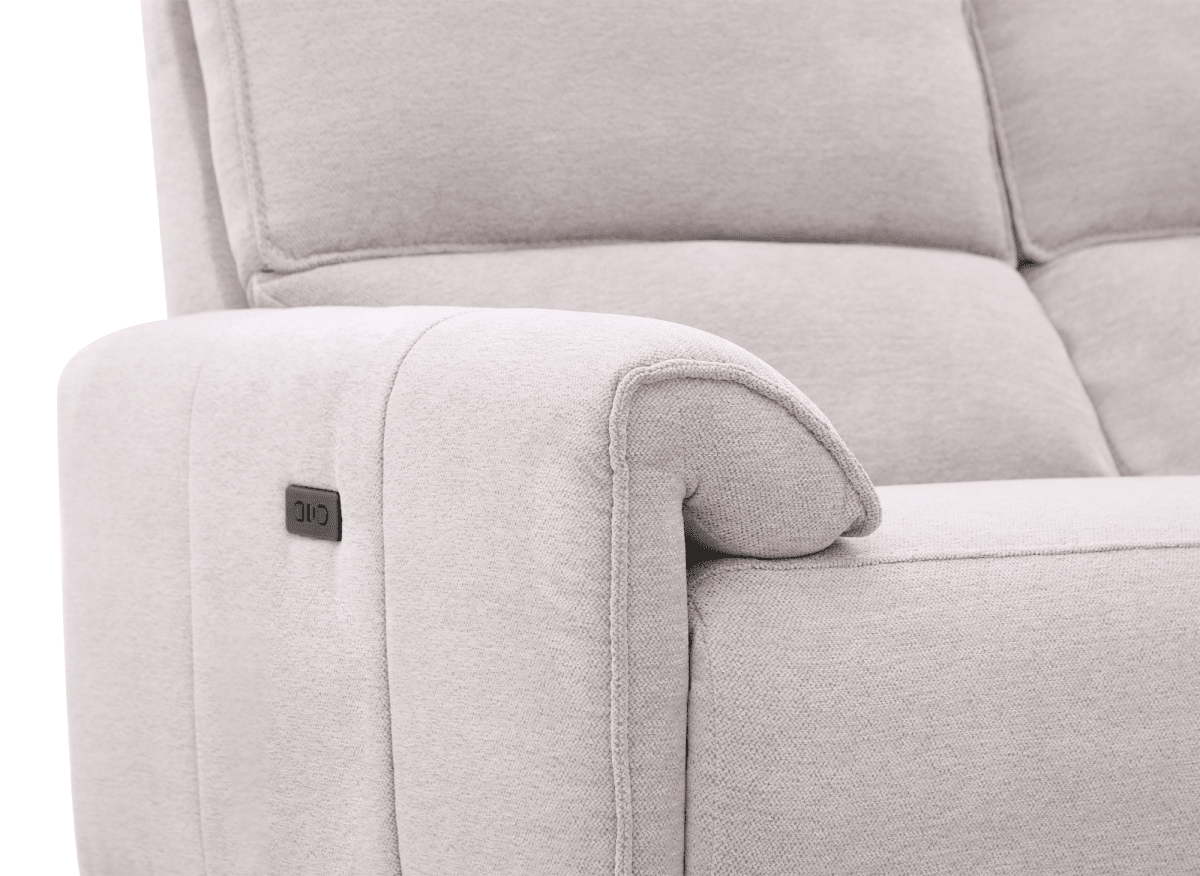 Canapé d’angle relax électrique en tissu beige LUDMILA - Angle droit - DécoInParis