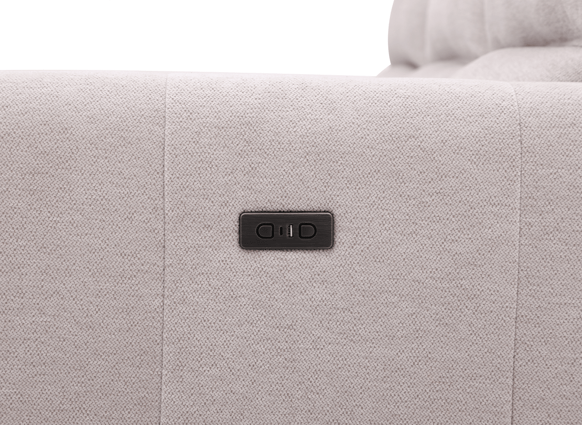 Canapé d’angle relax électrique en tissu beige LUDMILA - Angle gauche - DécoInParis