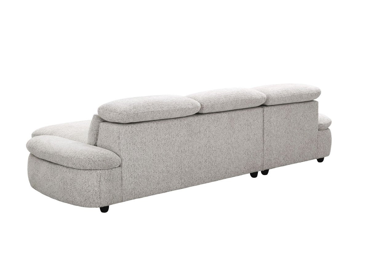 Canapé d'angle relax électrique en tissu bouclette beige CLEMENT - Angle gauche - DécoInParis