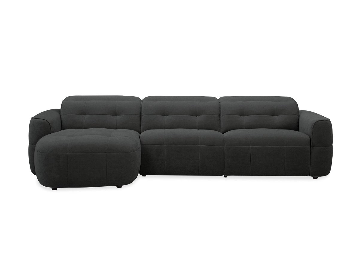 Canapé d'angle relax électrique en tissu gris FERDINAND - Angle gauche - DécoInParis
