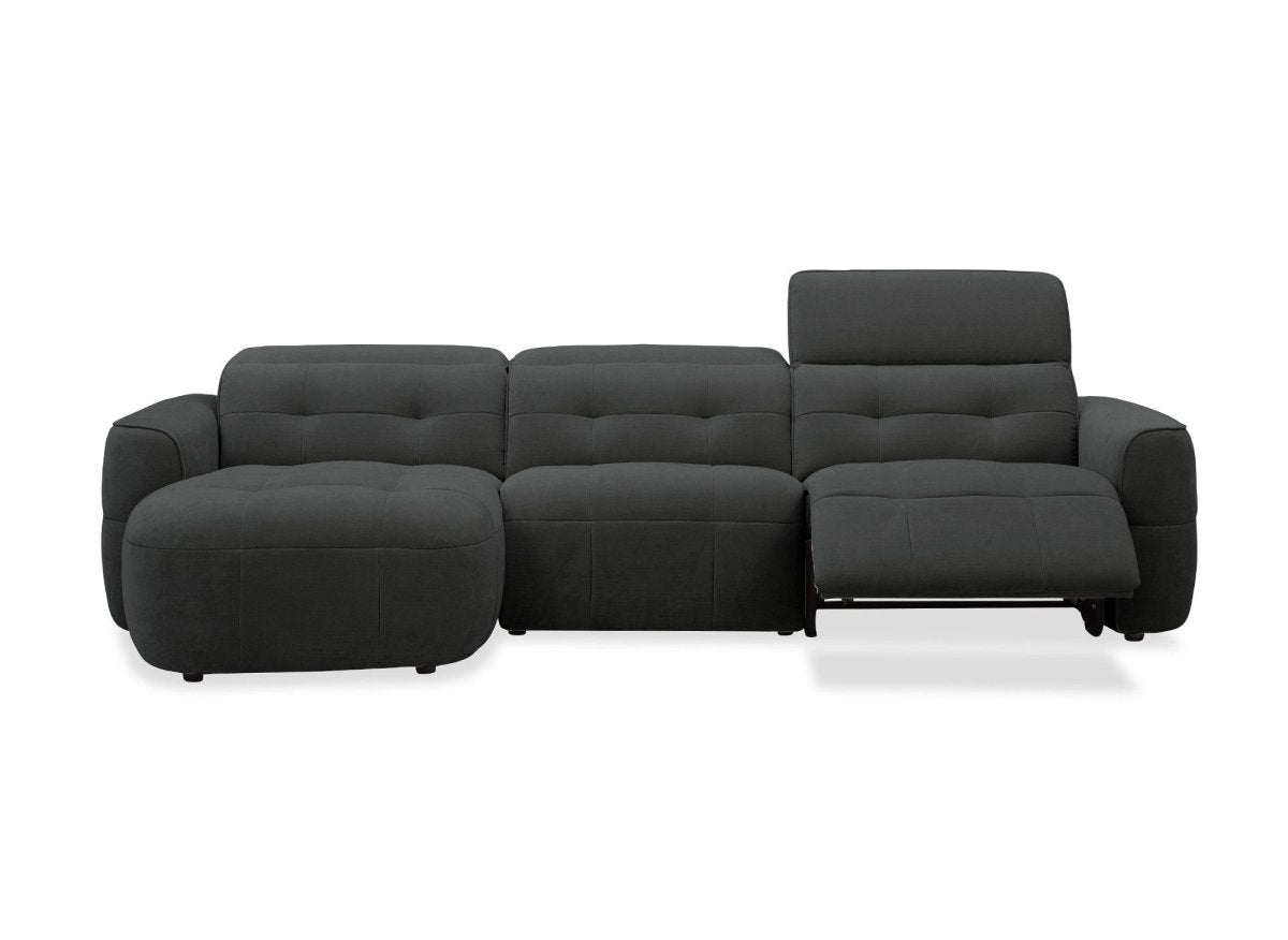 Canapé d'angle relax électrique en tissu gris FERDINAND - Angle gauche - DécoInParis