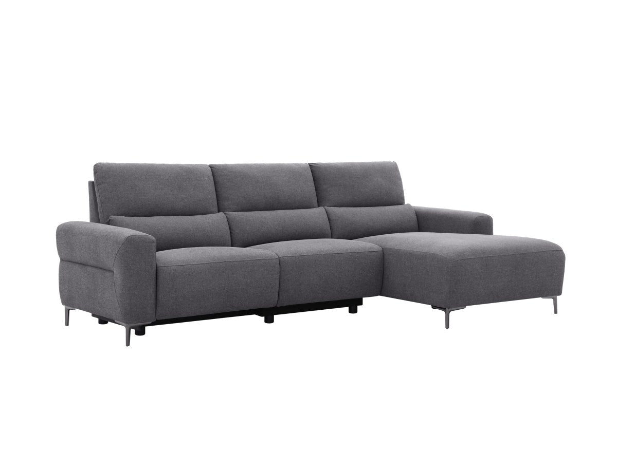 Canapé d'angle relax électrique en tissu gris foncé RAFAELA - Angle droit - DécoInParis