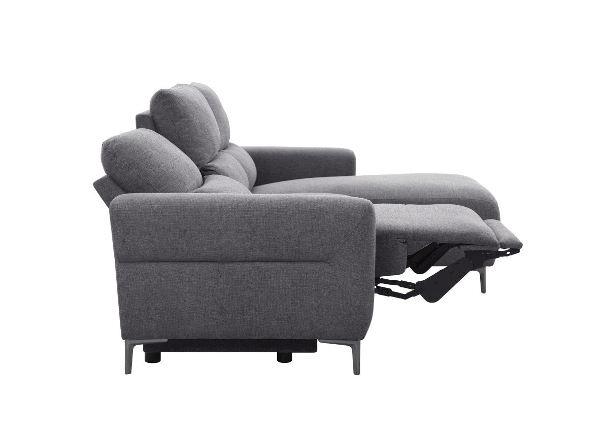 Canapé d'angle relax électrique en tissu gris foncé RAFAELA - Angle droit - DécoInParis