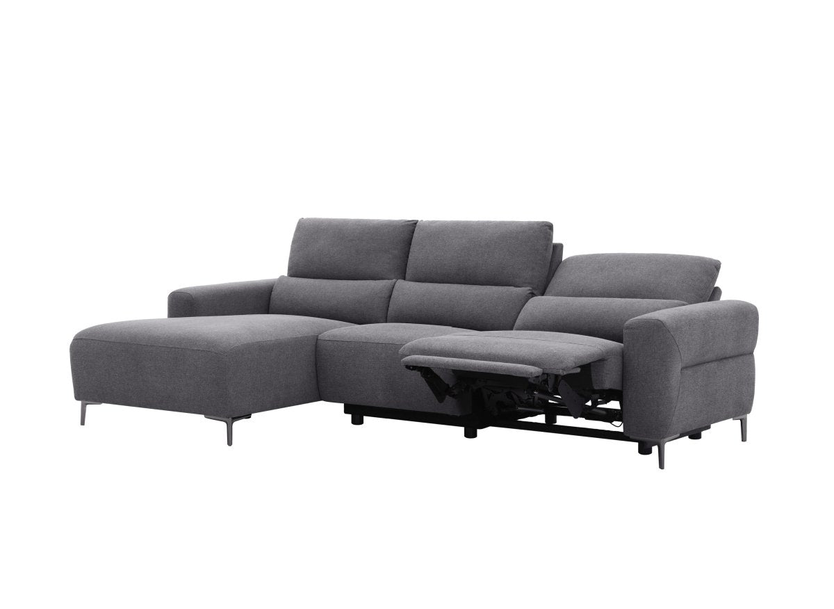 Canapé d'angle relax électrique en tissu gris foncé RAFAELA - Angle gauche - DécoInParis