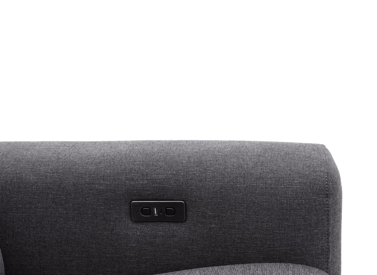 Canapé d'angle relax électrique en tissu gris foncé RAFAELA - Angle gauche - DécoInParis