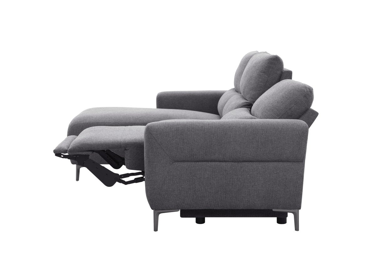 Canapé d'angle relax électrique en tissu gris foncé RAFAELA - Angle gauche - DécoInParis
