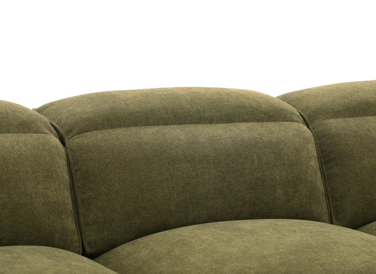Canapé d'angle relax électrique en tissu vert olive ORELIA - Angle droit - DécoInParis