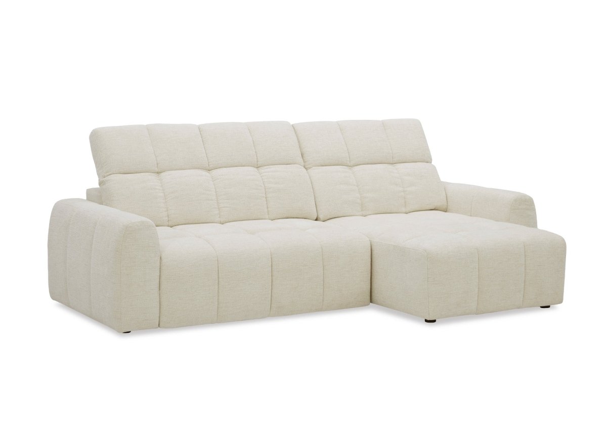Canapé d'angle relax électrique en velours chiné beige DANIA - Angle droit - DécoInParis