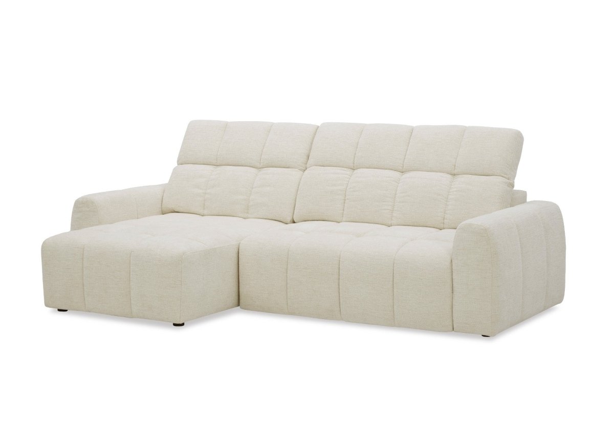 Canapé d'angle relax électrique en velours chiné beige DANIA - Angle gauche - DécoInParis