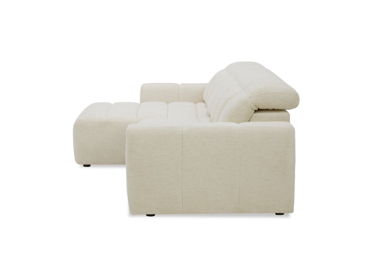 Canapé d'angle relax électrique en velours chiné beige DANIA - Angle gauche - DécoInParis