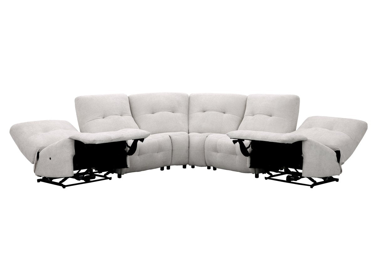 Canapé d'angle relax électrique en velours chiné beige PALMIRE - DécoInParis