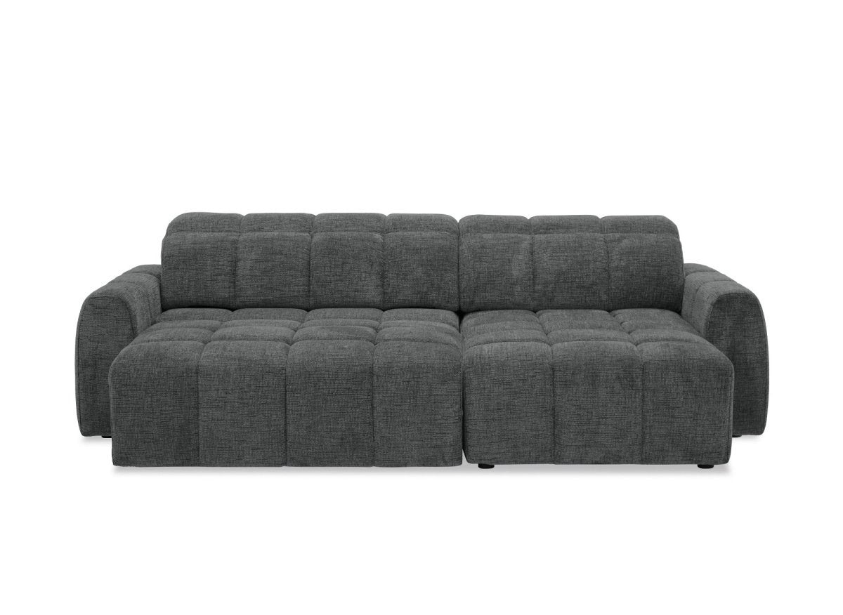 Canapé d'angle relax électrique en velours chiné gris DANIA - Angle droit - DécoInParis