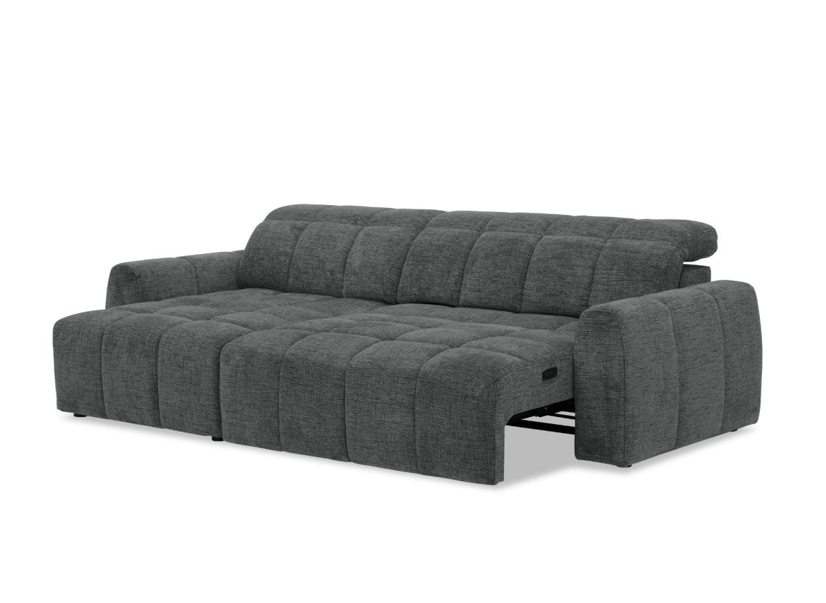 Canapé d'angle relax électrique en velours chiné gris DANIA - Angle gauche - DécoInParis