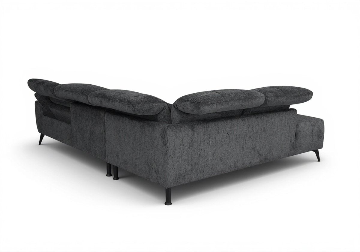 Canapé d'angle relax électrique en velours chiné gris SOLINA - Angle gauche - DécoInParis