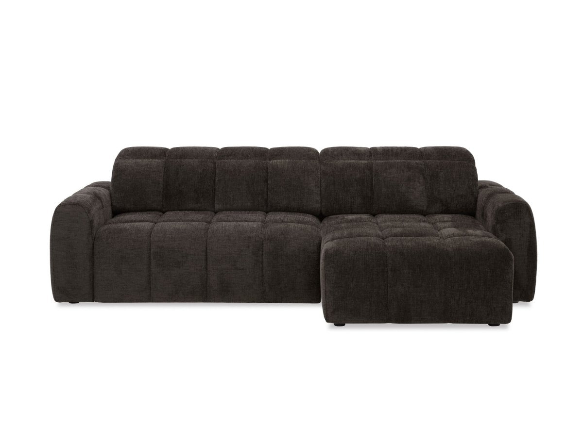 Canapé d'angle relax électrique en velours chiné marron DANIA - Angle droit - DécoInParis