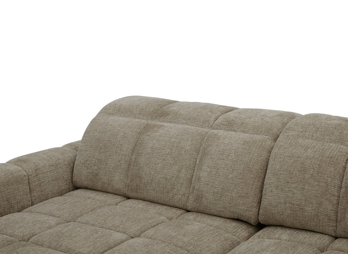 Canapé d'angle relax électrique en velours chiné taupe DANIA - Angle gauche - DécoInParis