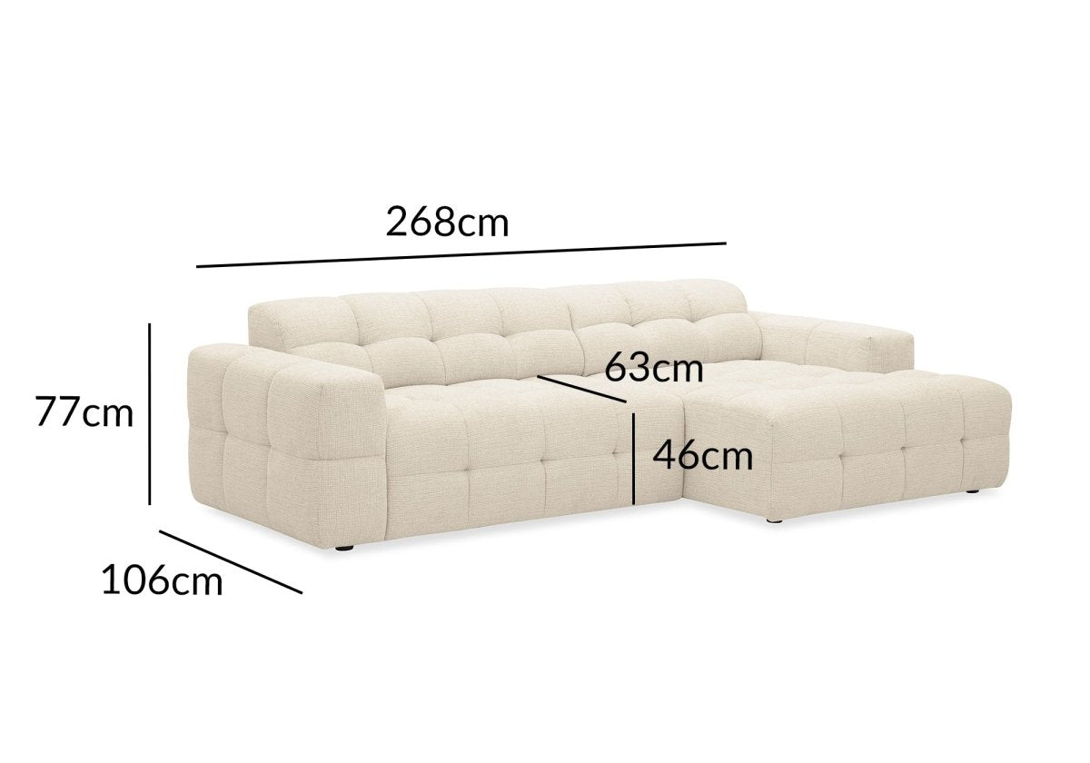 Canapé d'angle relax en velours texturé beige FEDORA - Angle droit - DécoInParis