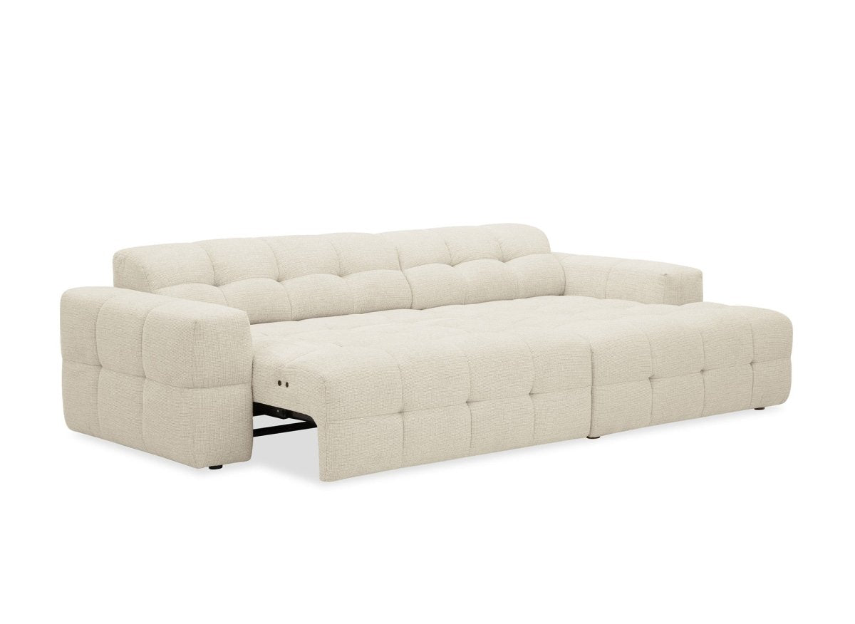 Canapé d'angle relax en velours texturé beige FEDORA - Angle droit - DécoInParis