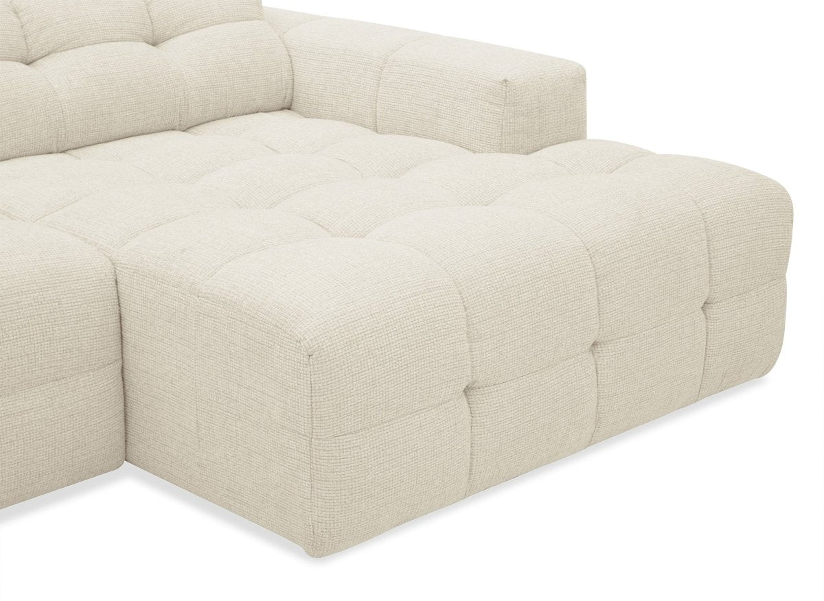 Canapé d'angle relax en velours texturé beige FEDORA - Angle droit - DécoInParis