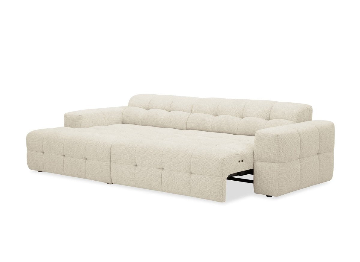 Canapé d'angle relax en velours texturé beige FEDORA - Angle gauche - DécoInParis