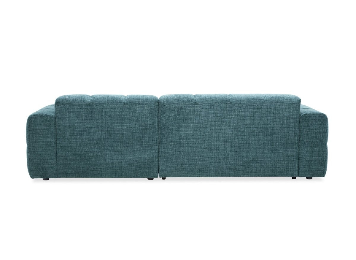 Canapé d'angle relax en velours texturé bleu FEDORA - Angle droit - DécoInParis