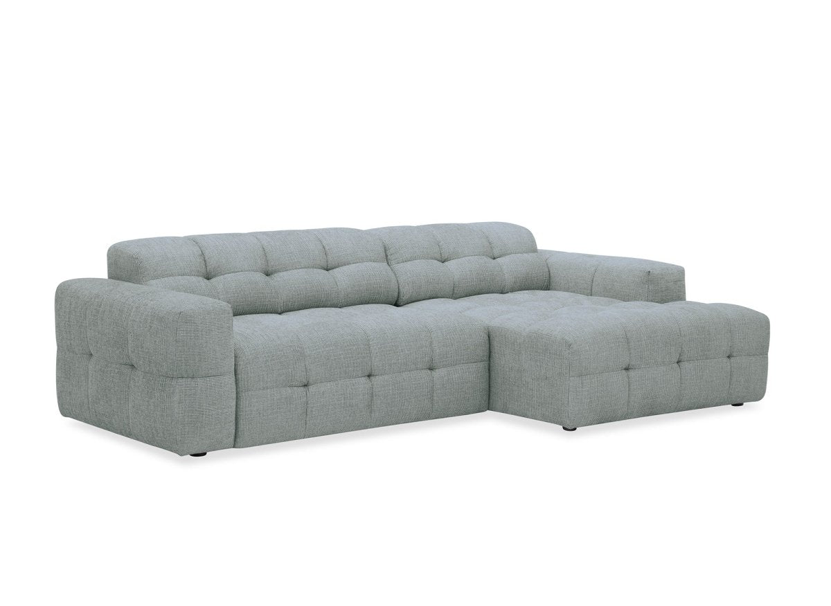 Canapé d'angle relax en velours texturé gris FEDORA - Angle droit - DécoInParis