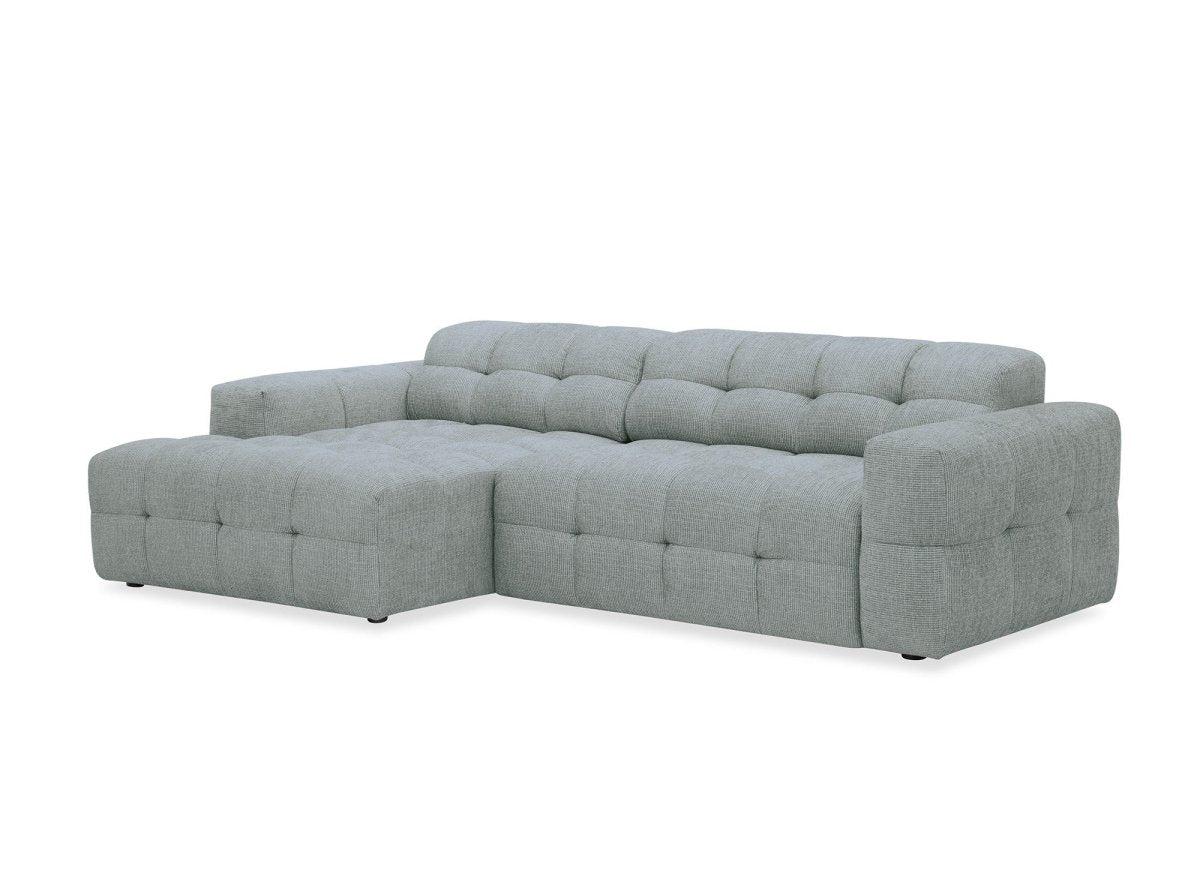 Canapé d'angle relax en velours texturé gris FEDORA - Angle gauche - DécoInParis