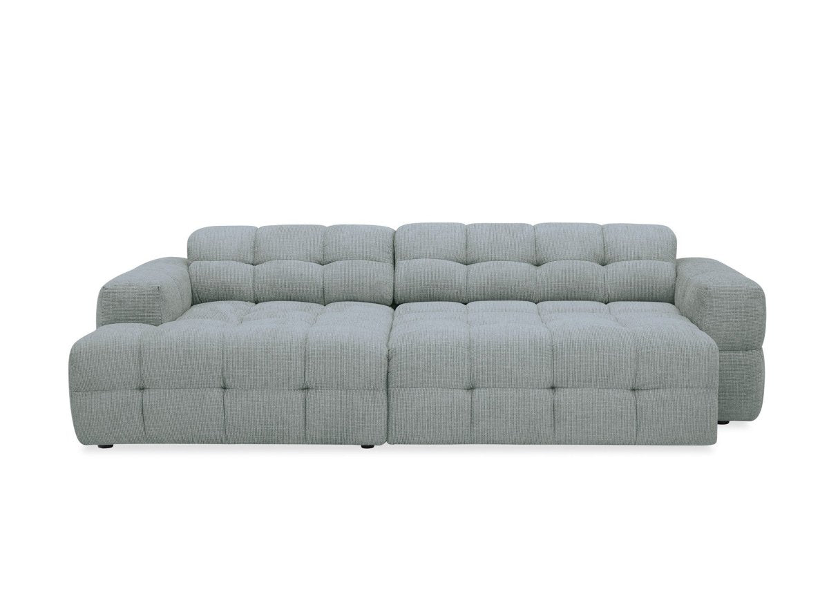 Canapé d'angle relax en velours texturé gris FEDORA - Angle gauche - DécoInParis