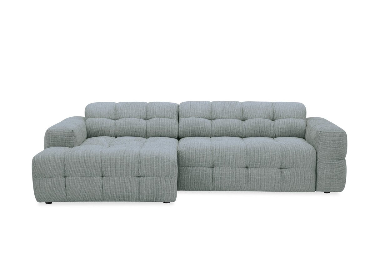 Canapé d'angle relax en velours texturé gris FEDORA - Angle gauche - DécoInParis
