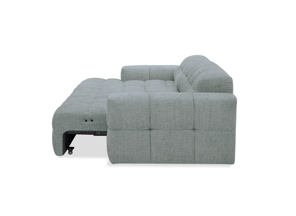Canapé d'angle relax en velours texturé gris FEDORA - Angle gauche - DécoInParis