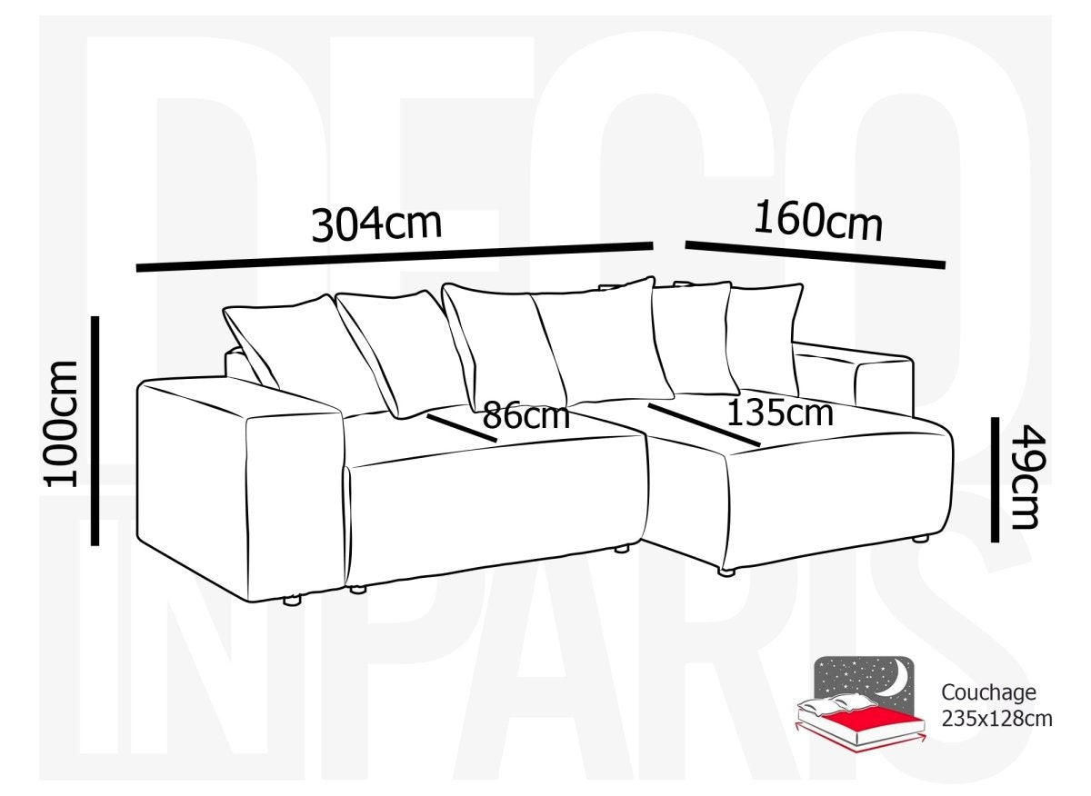 Canapé d'angle réversible convertible avec coffre en velours côtelé épais terracotta NOELIA - DécoInParis