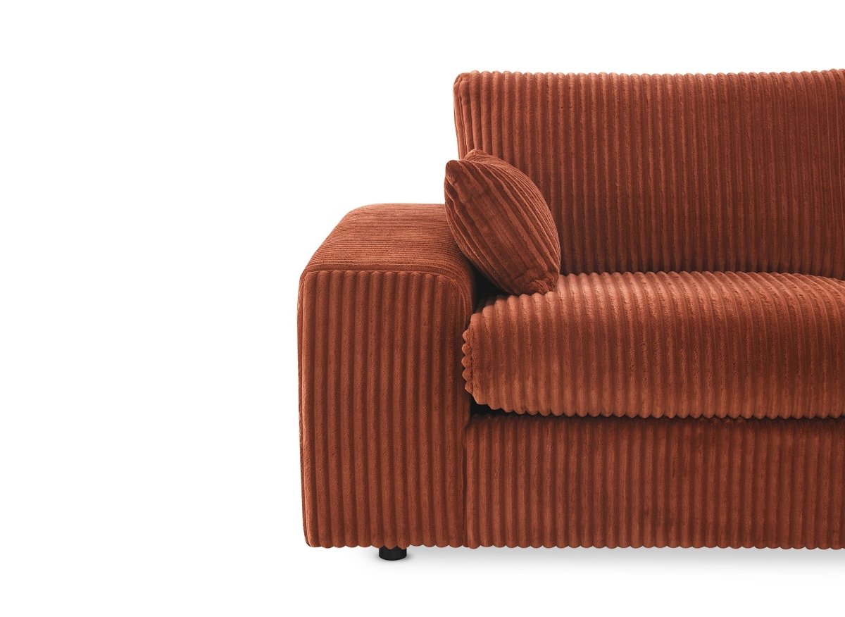 Canapé d'angle réversible en gros côtelé doux terracotta SIRINA - DécoInParis