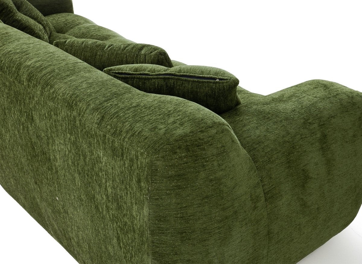 Canapé droit 3 places en velours texturé vert olive TANINA - DécoInParis