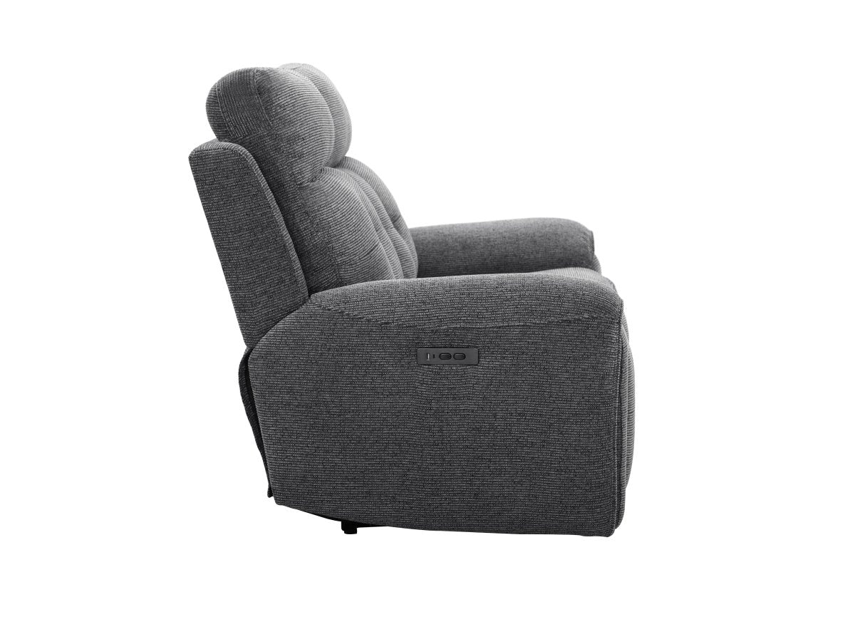 Canapé droit relax électrique 2 places en velours texturé gris PATRICIA - DécoInParis