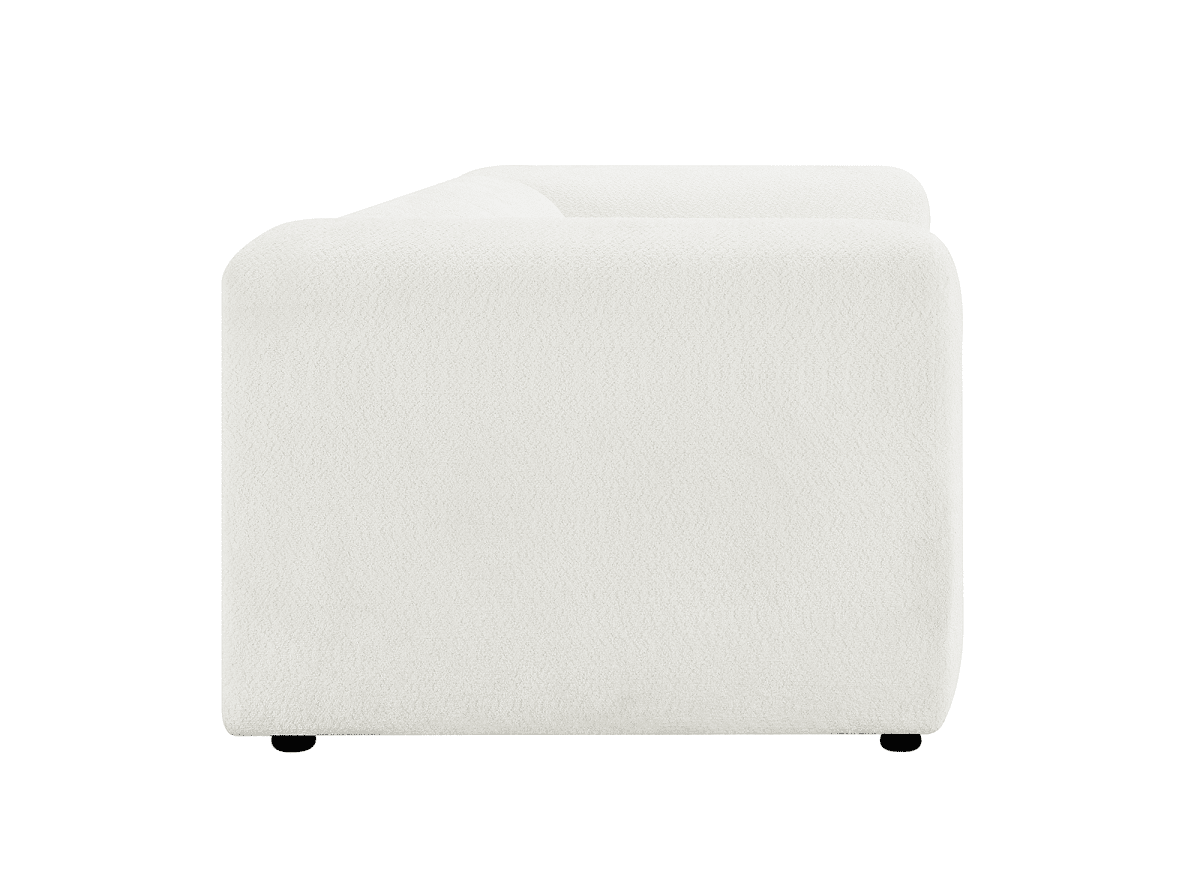 Canapé fixe 3 places en tissu bouclette écru AELIS - DécoInParis