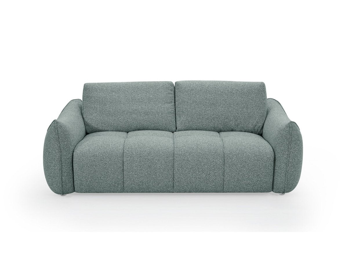 Canapé fixe 3 places en tissu bouclette vert d'eau EZRA - DécoInParis