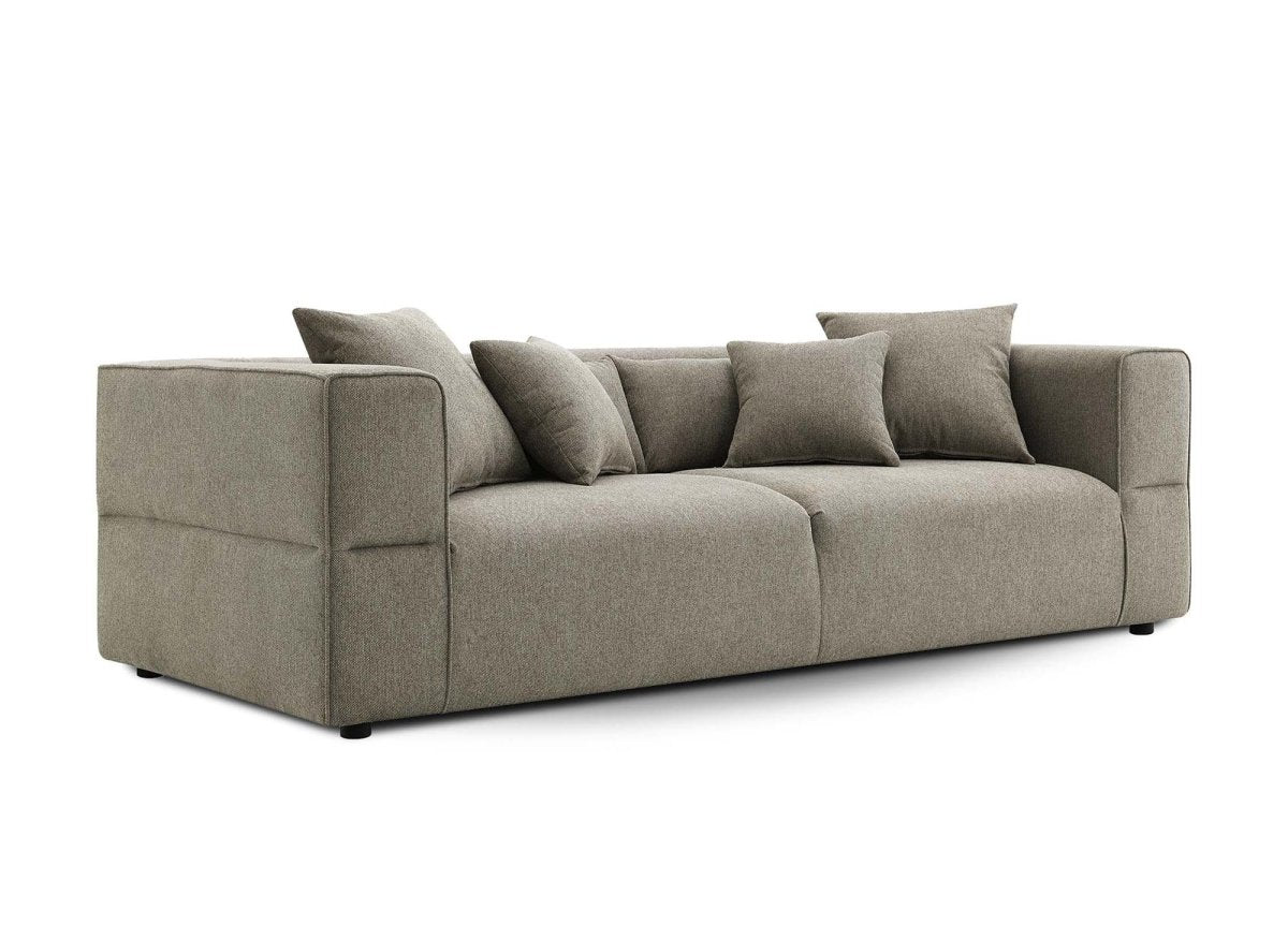 Canapé fixe 3 places en tissu taupe EVELYNE - DécoInParis