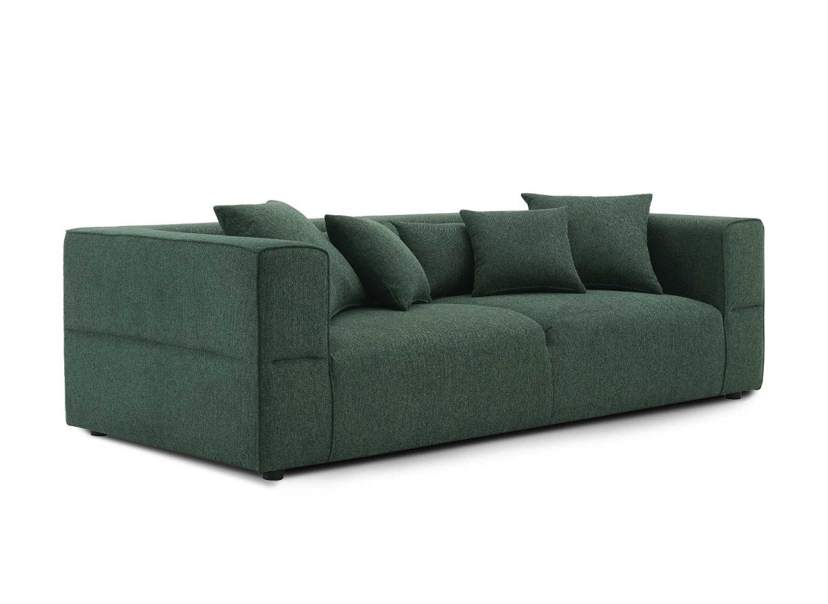 Canapé fixe 3 places en tissu vert EVELYNE - DécoInParis