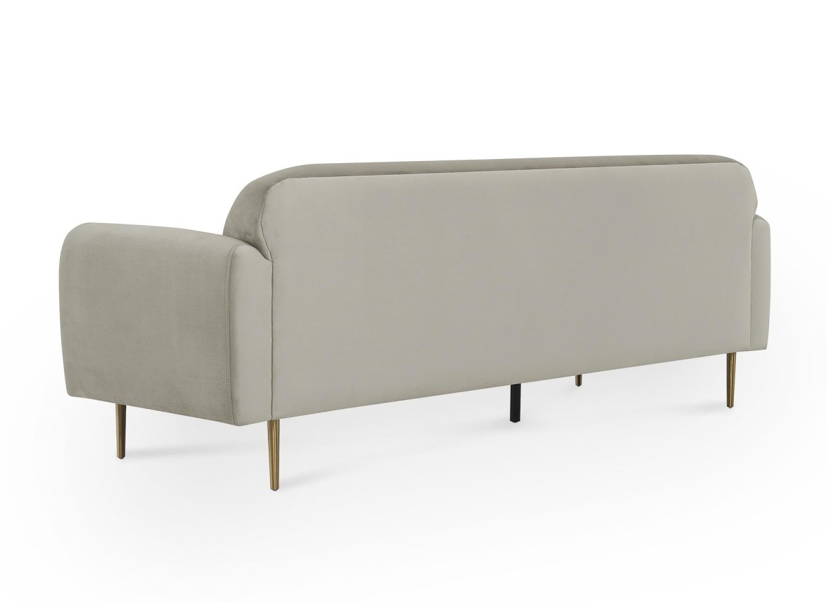 Canapé fixe 3 places en velours beige MARILYNE - DécoInParis