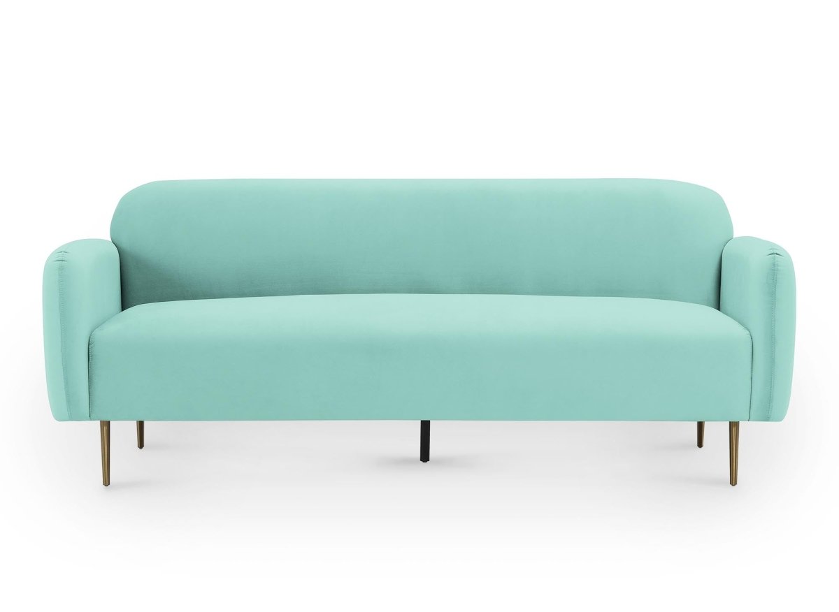 Canapé fixe 3 places en velours vert d'eau MARILYNE - DécoInParis