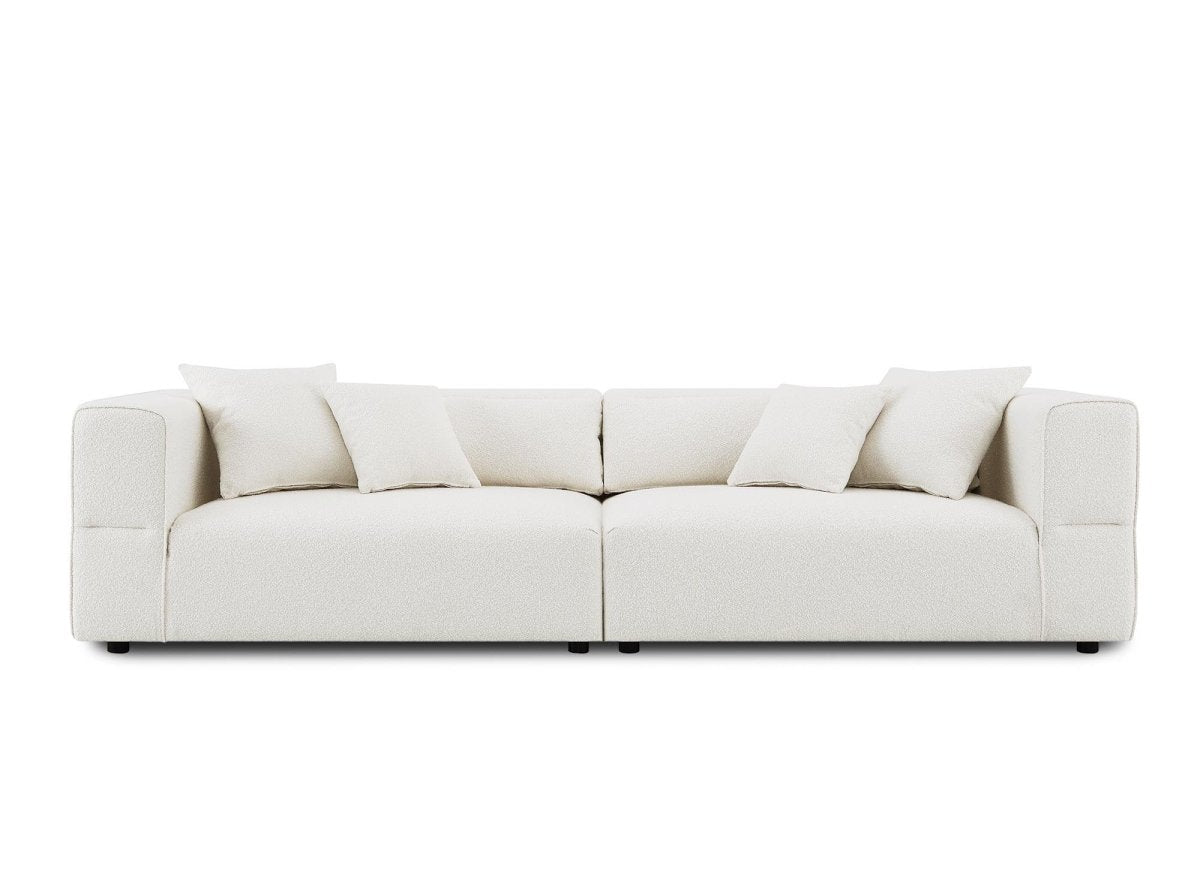 Canapé fixe 4 places effet peau de mouton beige EVELYNE - DécoInParis