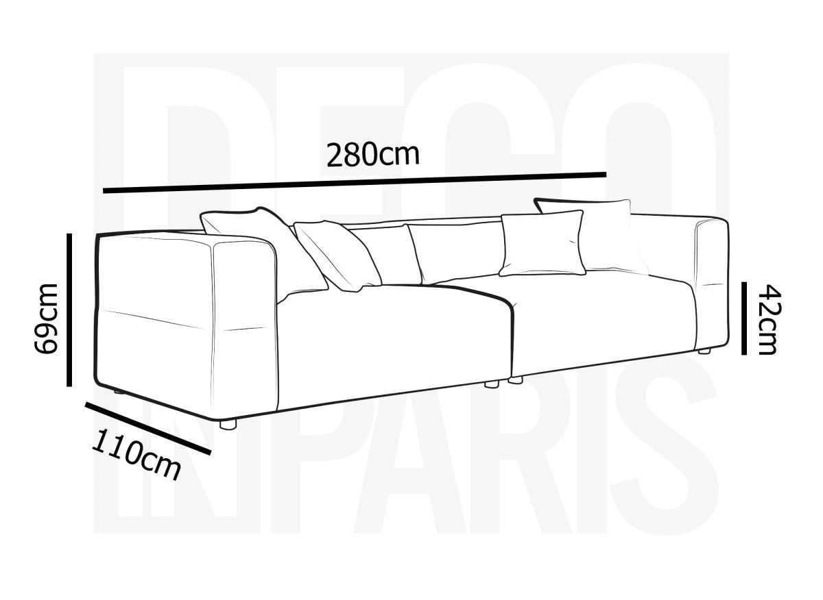 Canapé fixe 4 places effet peau de mouton beige EVELYNE - DécoInParis