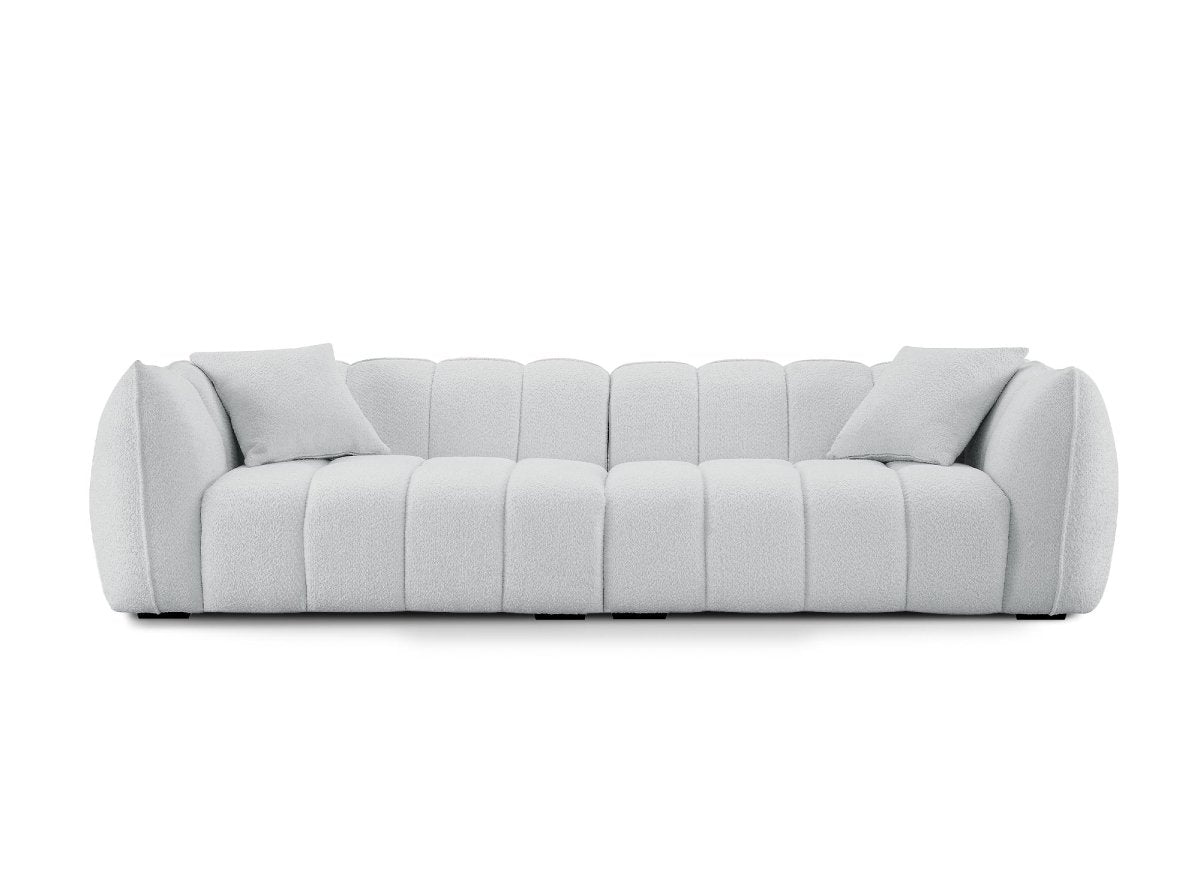 Canapé fixe 4 places effet peau de mouton gris ALISSA - DécoInParis