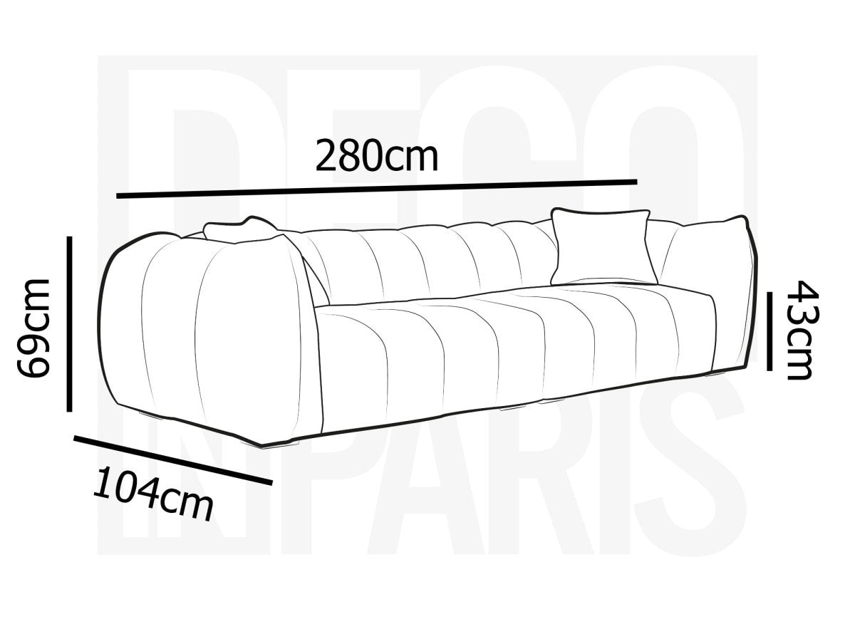 Canapé fixe 4 places en tissu beige ALISSA - DécoInParis